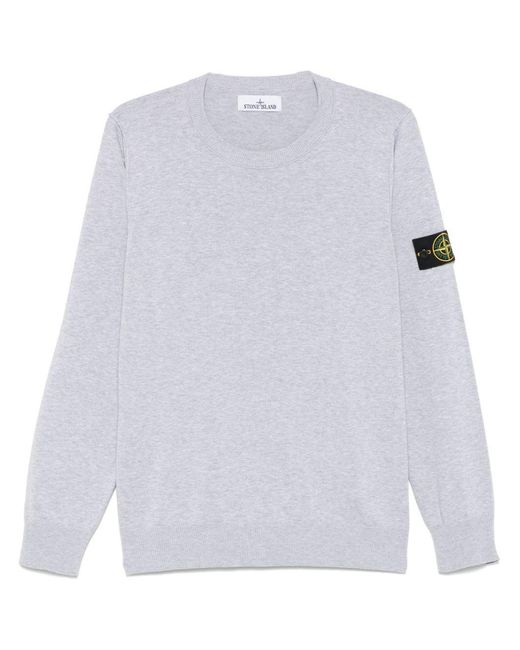 Stone Island White Crewneck Sweater Cotton for men