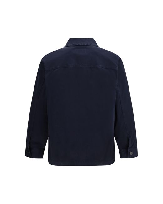 Saint Laurent Blue Cassandre Overshirt Gabardine With Logo Cotton Shirt for men