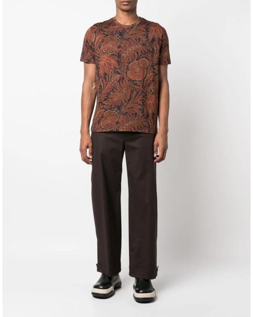 Etro Brown Paisley Print Short Sleeve T-Shirt for men