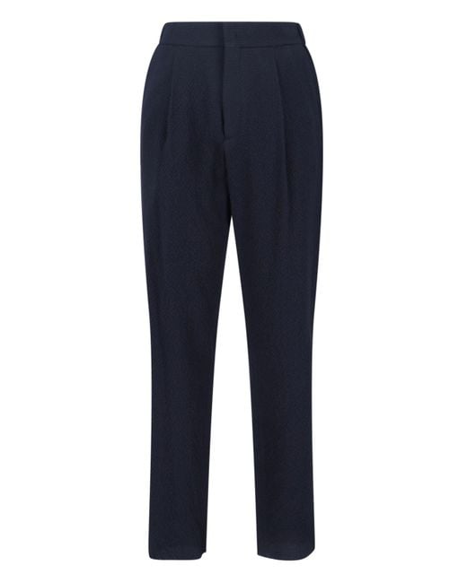 Giorgio Armani Blue Textured Virgin Wool Trousers With Straight Leg for men