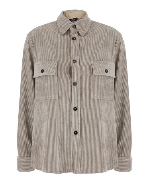 Le Plain Gray Corduroy Shirt Blouses