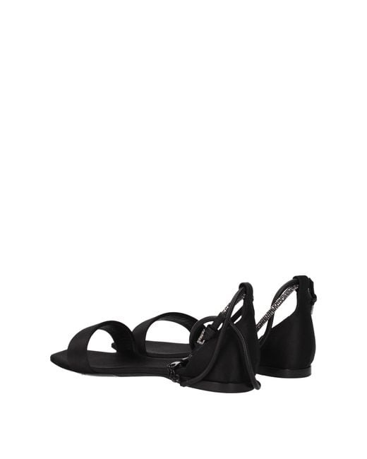 Max Mara Black Satin Flat Sandals