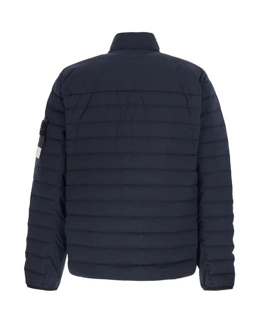 Stone Island Blue Down Jacket High Collar Polyamide Padded for men