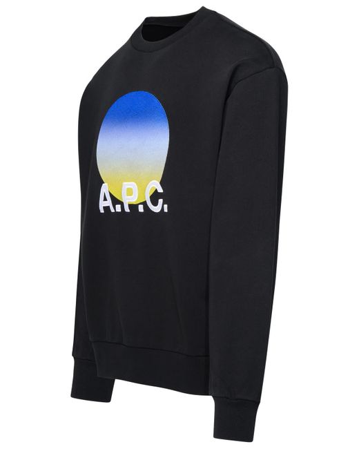 A.P.C. Blue Black Cotton Sweatshirt for men