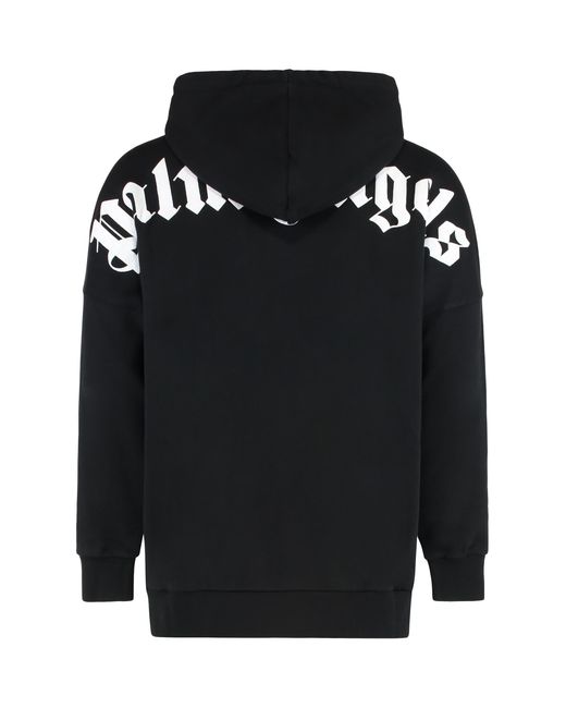 Palm Angels Black Hooded Sweatshirt With Logo Cotton Jumpers for men