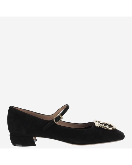 Ferragamo Black Ballerinas Marry2 Suede Upper: Goat Leather Ballerina Shoes