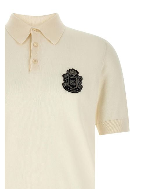 Dolce & Gabbana Natural Embroidered Patch Polo for men