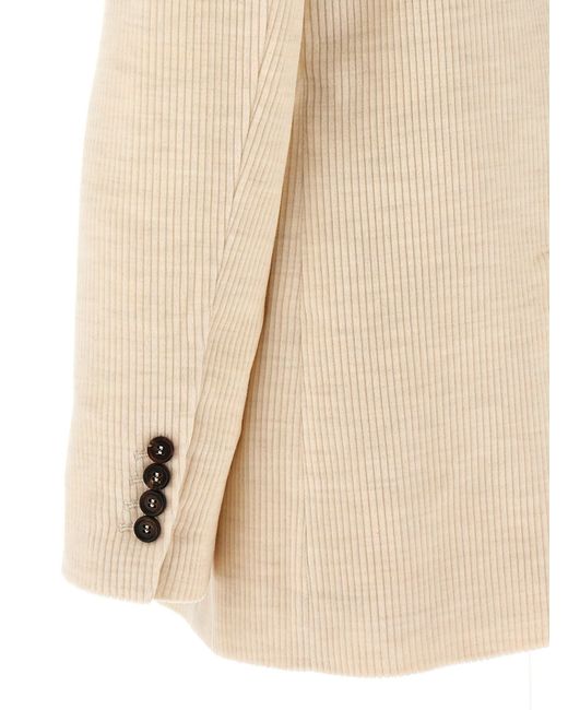 Brunello Cucinelli Natural Ribbed Velvet Blazer