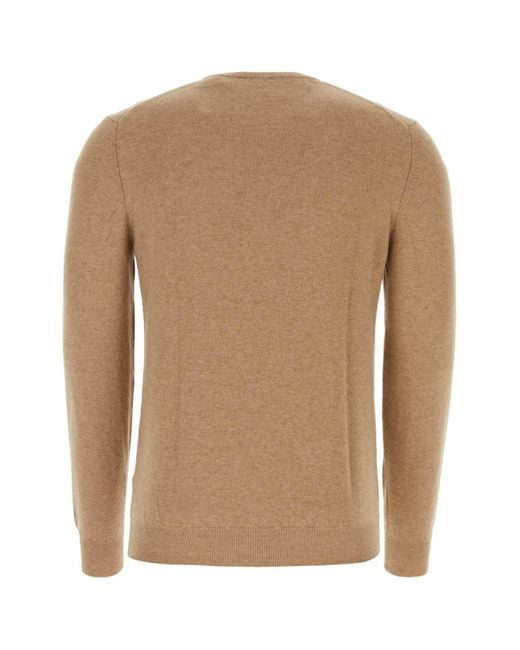 Fedeli Natural Camel Cashmere Sweater for men