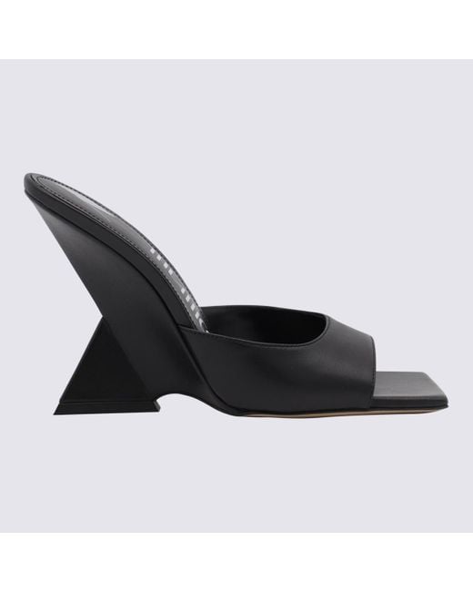 The Attico Black Leather Cheope Mules