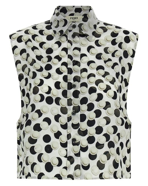 Fendi Black Polka Dot Crop Top