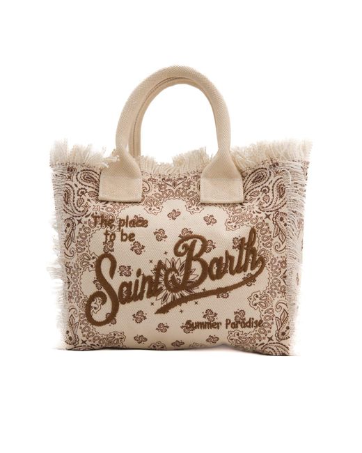 Mc2 Saint Barth Natural Colette Bandana Cotton Canvas Shopper