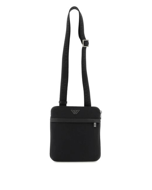 Emporio Armani Black Recycled Nylon Crossbody Bag for men