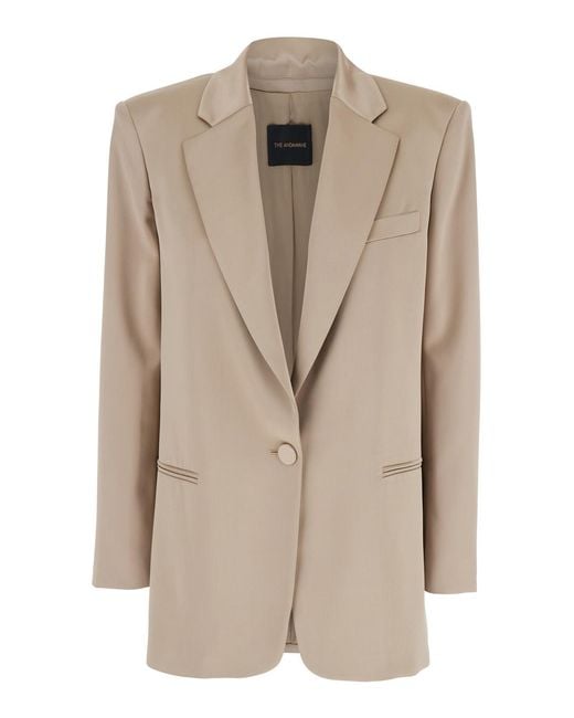 ANDAMANE Natural Guia Single-Breasted Jacket With Notched Revers And Shoulder Pads