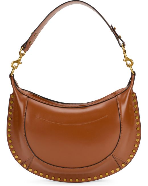 Isabel Marant Brown Shoulder Bag Oskan Moon Brushed Leather Calfskin