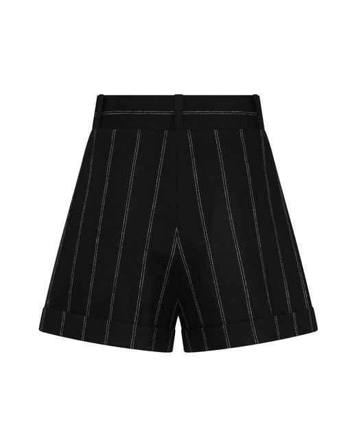 The Mannei Black Wool Pin-Striped Shorts