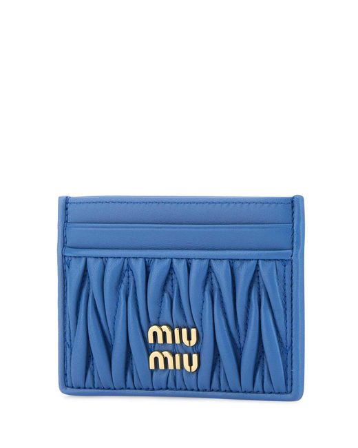 Miu Miu Blue Cerulean Nappa Leather Card Holder