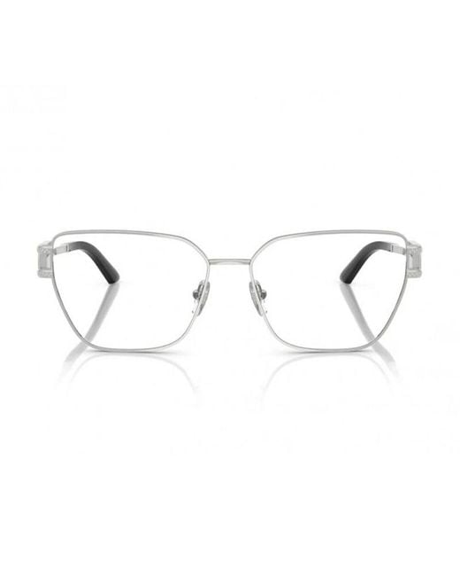 Versace White Eyeglasses Oval Full Rim, Frame And Clear Demo Lenses Lens Ve13011000