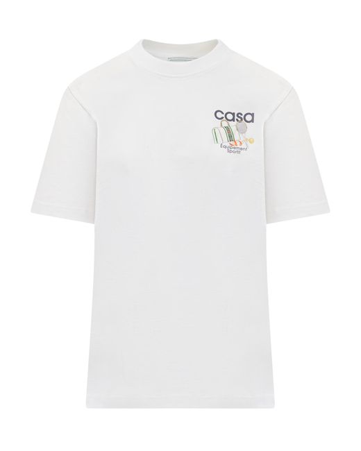 Casablancabrand White Logo Round Neck T-Shirt for men