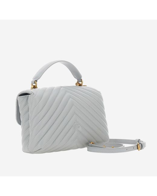 Pinko Gray Puff Big Bag Calf Leather Shoulder