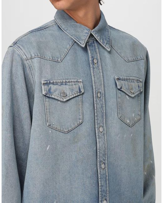 Acne Blue Karty Distressed Denim Overshirt for men