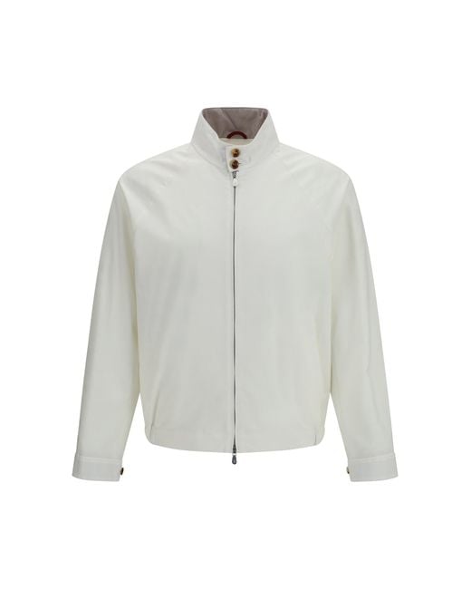 Brunello Cucinelli White Windproof Zip Jacket for men