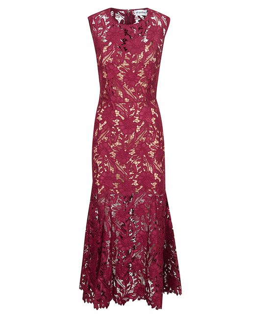 Self-Portrait Women's Red Burgundy Guipure Lace Midi Dress - www.rajagirimanappuram.com Self-Portrait Women's Red Burgundy Guipure Lace Midi Dress - www.rajagirimanappuram.com