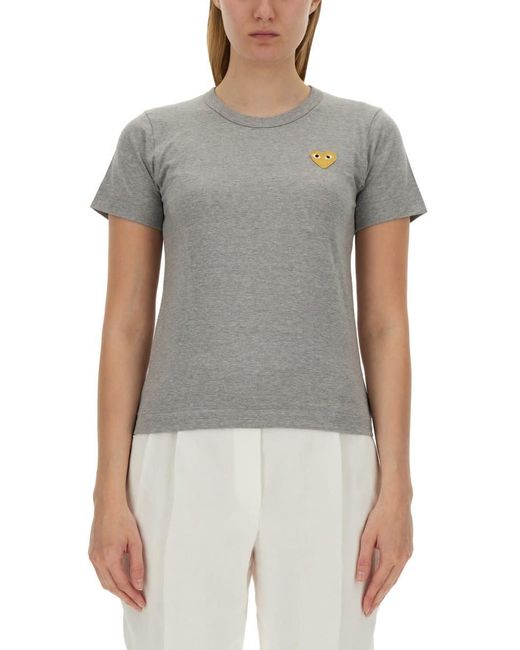 COMME DES GARÇONS PLAY Gray Cotton T-Shirt