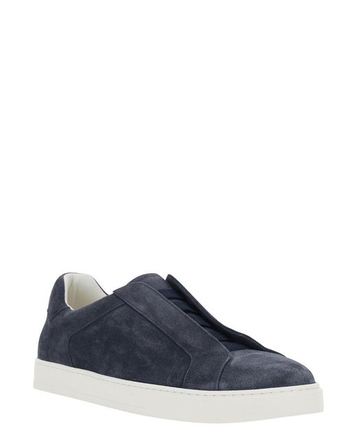Doucal's Blue Sneaker With Rounded Toe for men