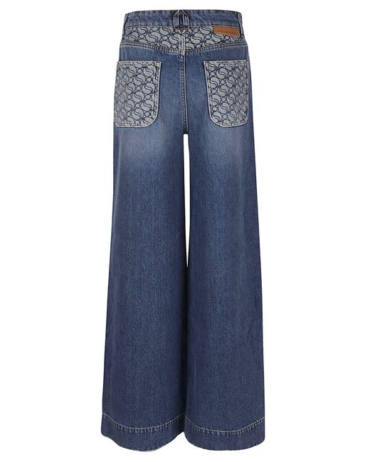 Stella McCartney Blue Logo-printed Loose-fit Jeans