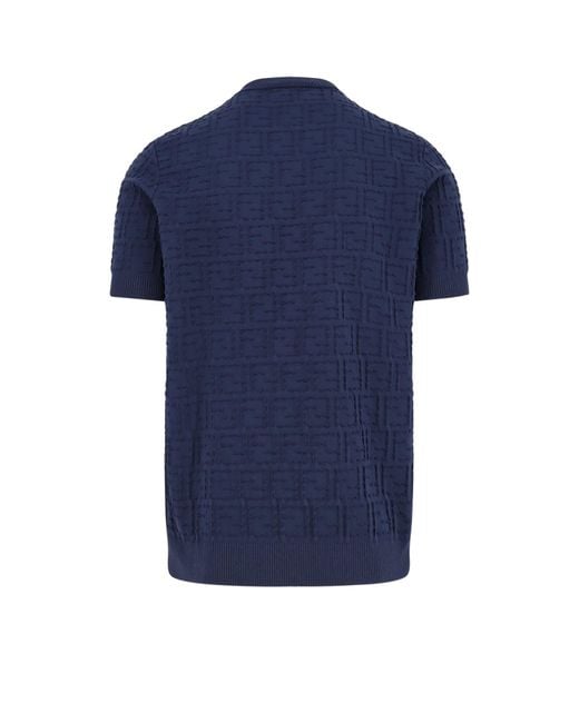 Fendi Blue Ff Cotton Blend Sweater for men