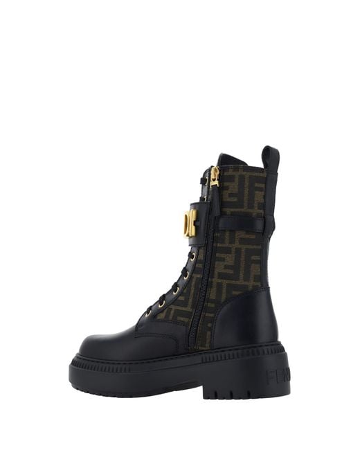 Fendi Biker Boots in Black | Lyst