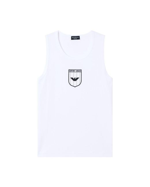Emporio Armani Blue Top Cotton Tops for men