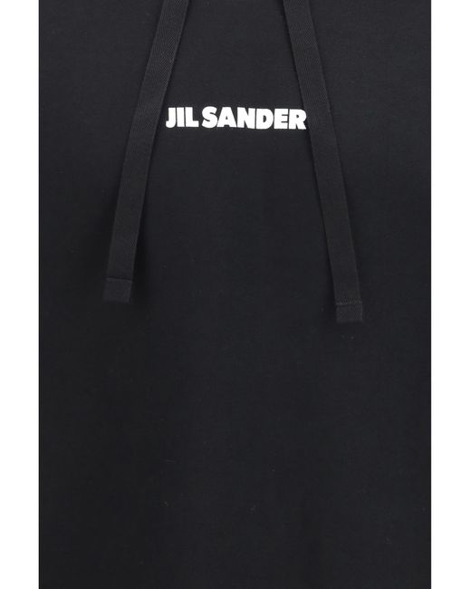 Jil Sander Blue Cotton Logo-Detail Hoodie Sweatshirts for men