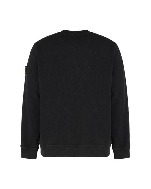 Stone Island Black Crew Neck Sweatshirt Cotton Sweatshirts for men