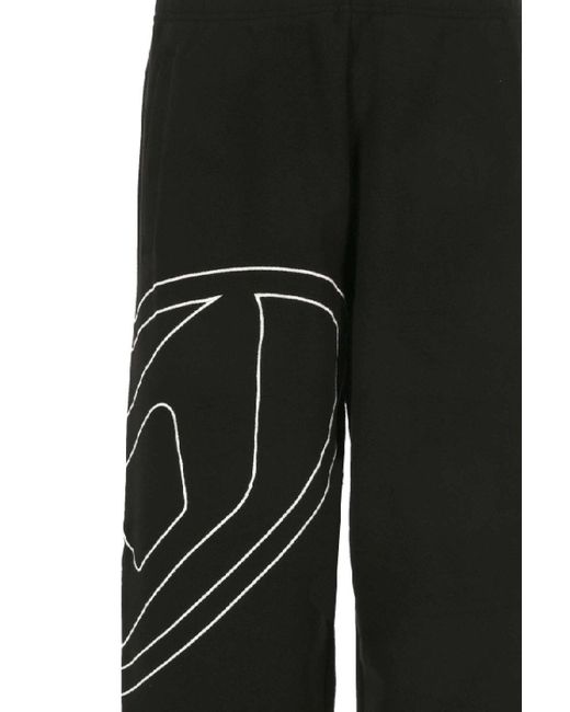DIESEL Black Oval-D Logo Embroidered Track Pants for men