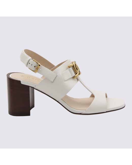 Tod's White Leather Sandals