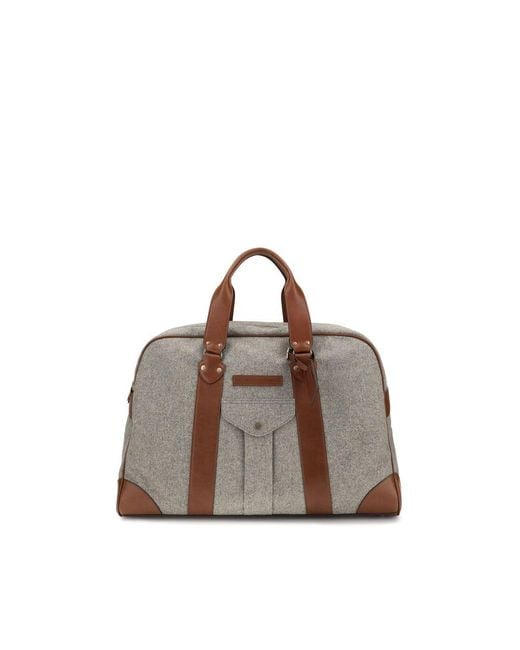 Brunello Cucinelli Brown Beige Wool Oves Aries Luggage And Travel for men