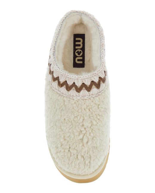 Mou White Mules With Braided Detail Sheep