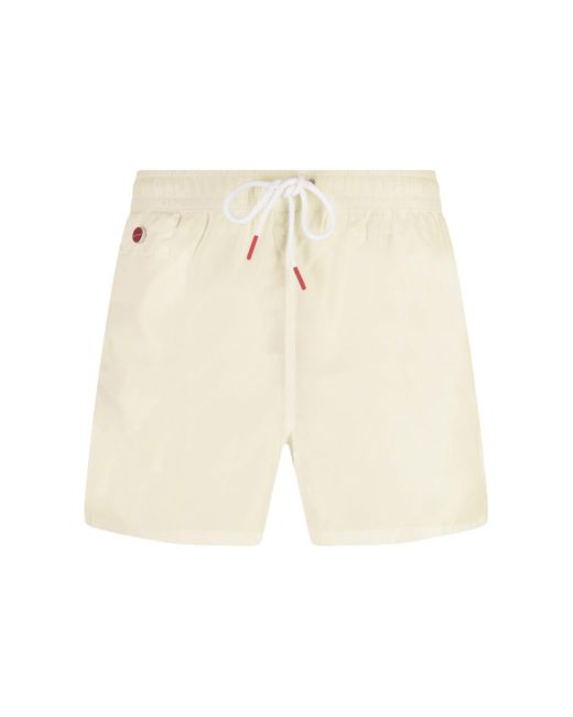 Kiton White Cream Swim Shorts for men