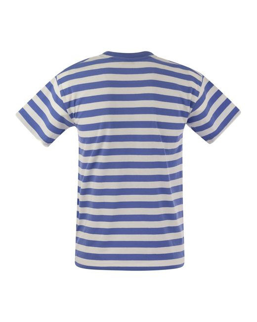Ralph Lauren Blue Polo Bear Striped Cotton T-Shirt