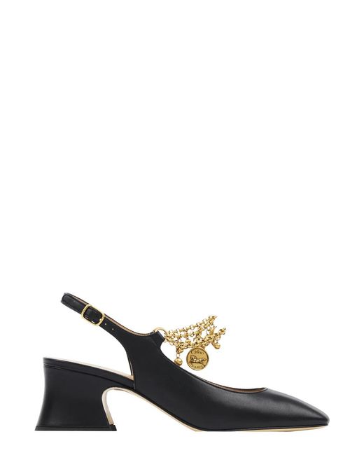 Chloé White Chloã Pumps With Decorative Logo Charm And Wide Heel