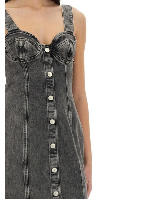 Moschino Black Denim Midi Dress Cotton