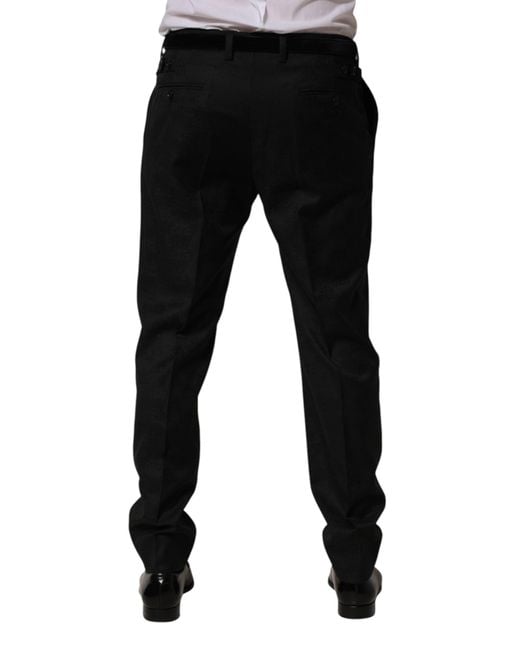 Dolce & Gabbana Black Wool Skinny Dress Formal Trouser Pants for men