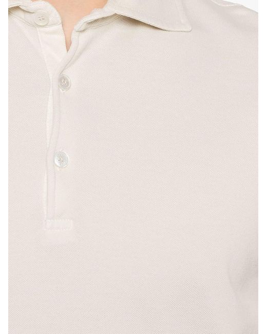 Fedeli White Cream Cotton Polo Shirt for men