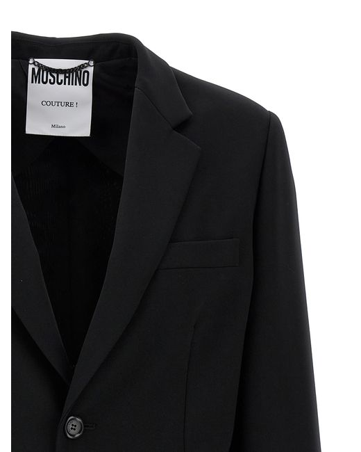Moschino Black Single-Breasted Blazer With Martingale Detail