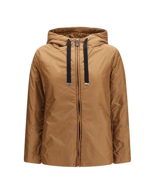 Max Mara Brown Hooded Padded Jacket Outer Polyester