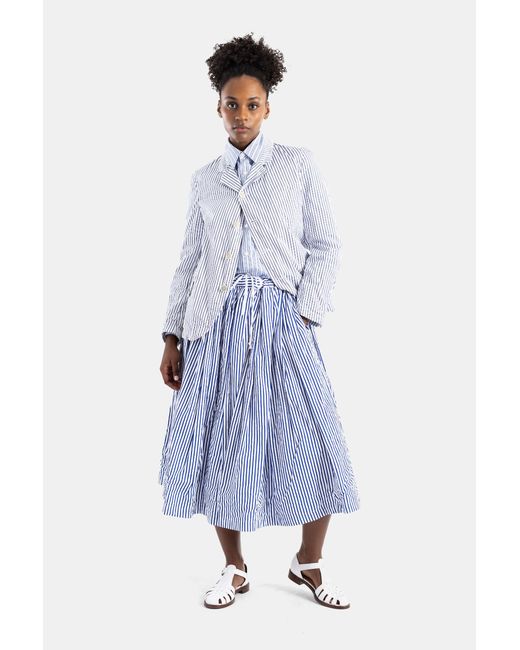 Comme des Garçons Blue Striped Midi Skirt