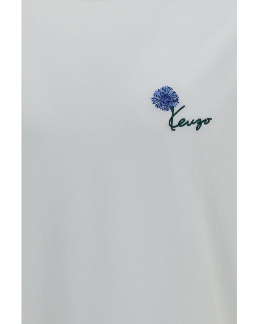 KENZO Gray Tulip Embroidered Cotton T-Shirt T-Shirts for men