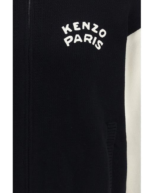KENZO Black Paris Emblem Varsity Cardigan for men